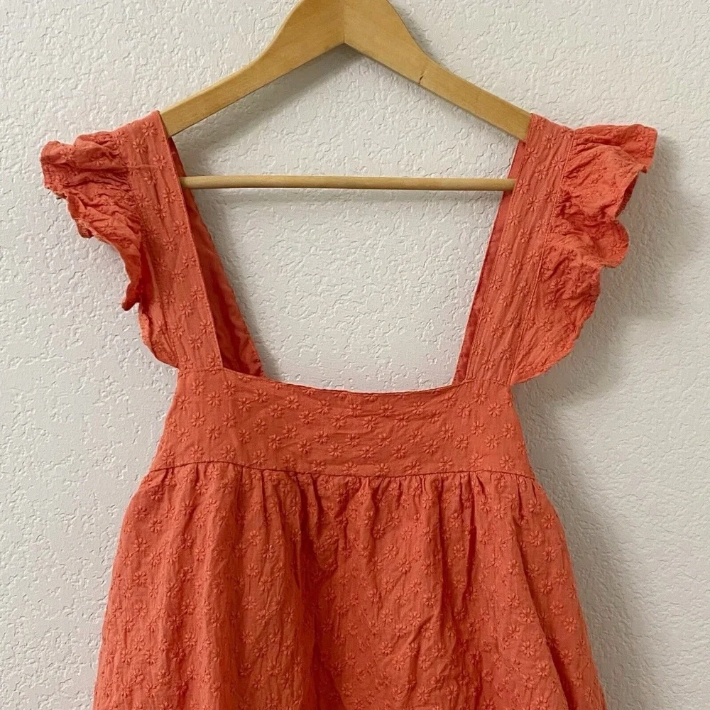 BB Dakota Steve Madden Mini Dress Size Medium Embroidered Ruffle Sleeve - Picture 2 of 6